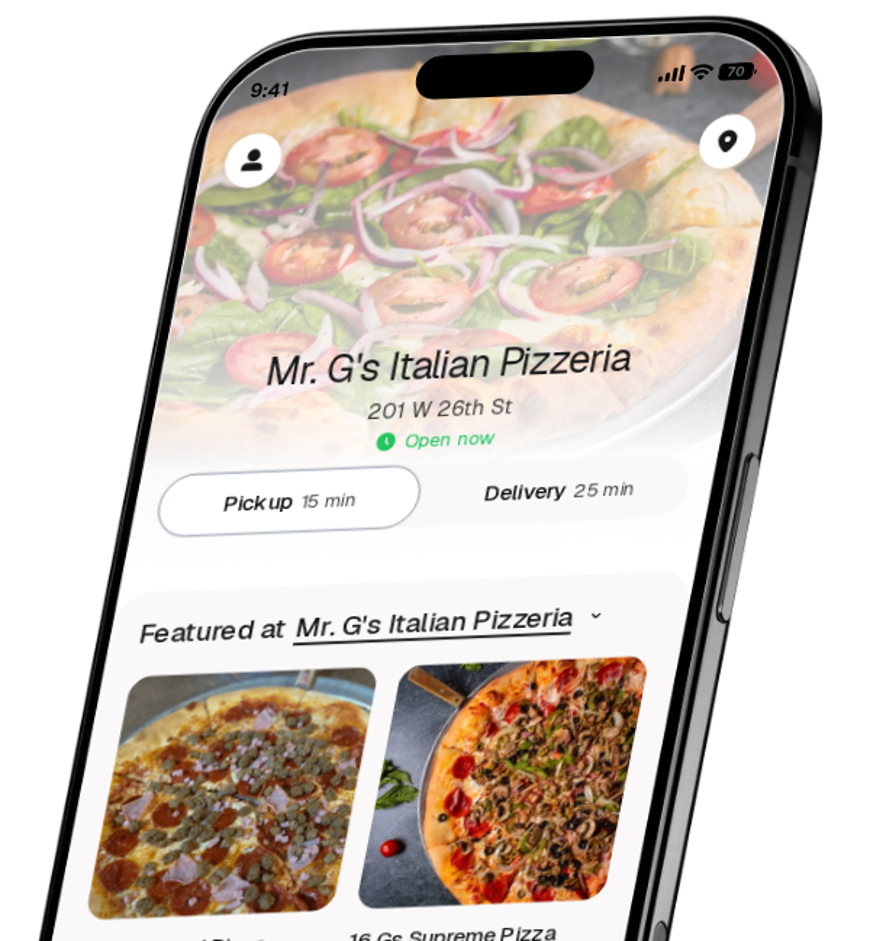 Mr. G's Italian Pizzeria app preview
